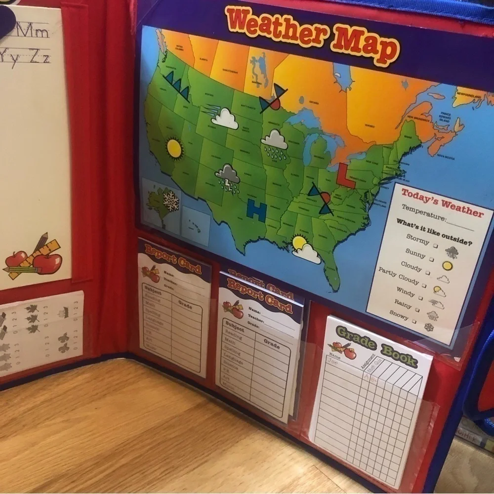 Learning Resources Pretend to Play School Set Map Folding Travel Report Card